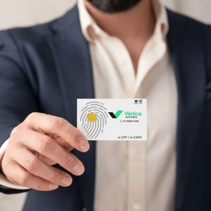 Homem com Certificado Digital Vértice Digitais na mão