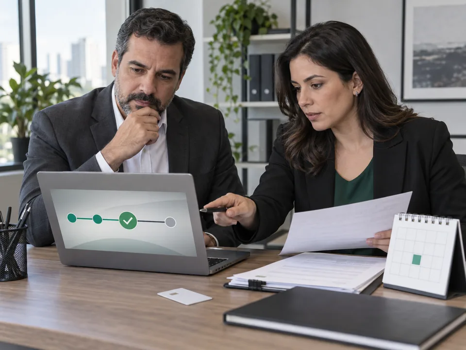Profissionais analisam documentos, calendário e o status do Certificado Digital para planejar a continuidade do e-CNPJ.