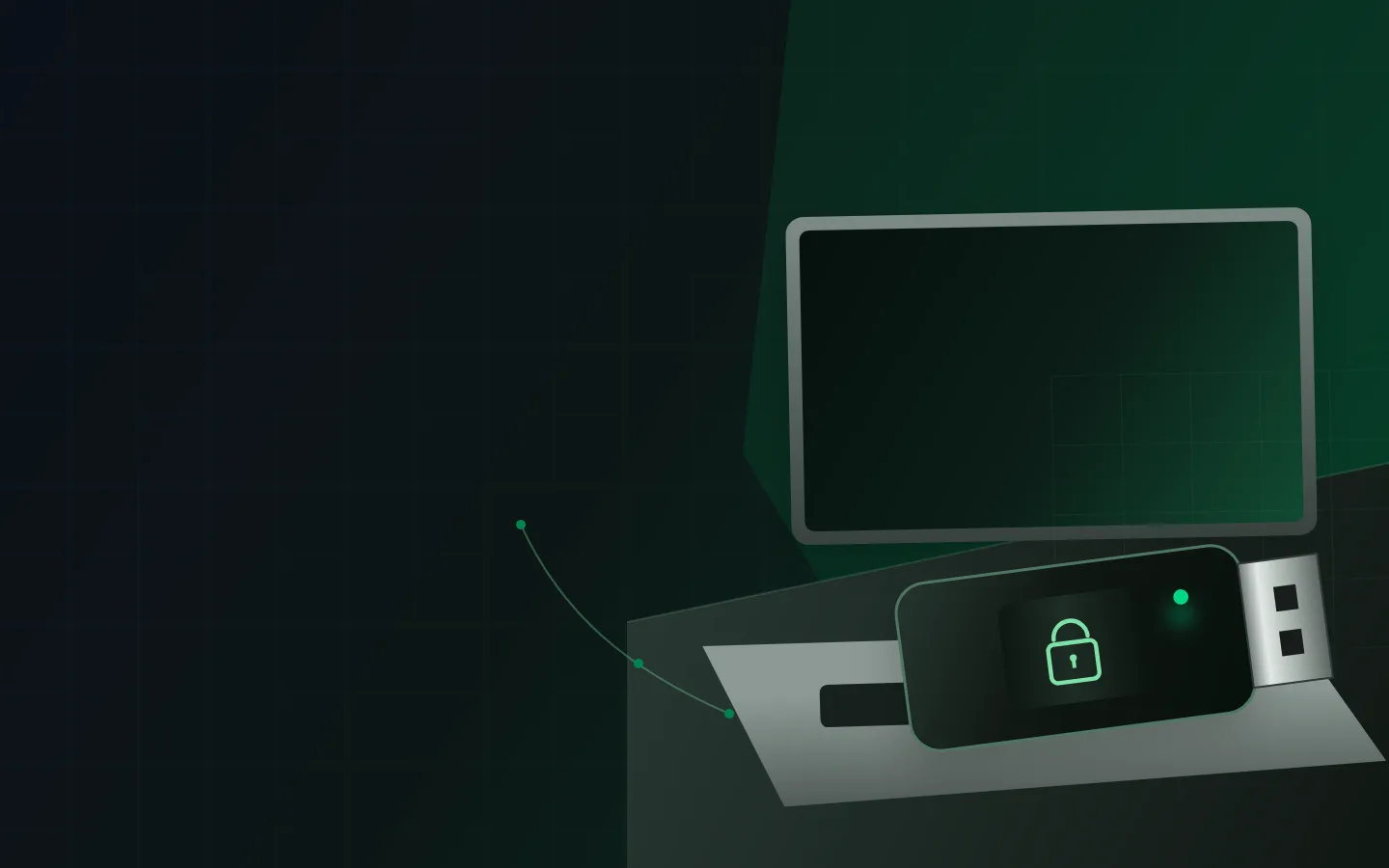 Token criptográfico com chave privada protegida ao lado de um notebook para uso do e-CNPJ da empresa.